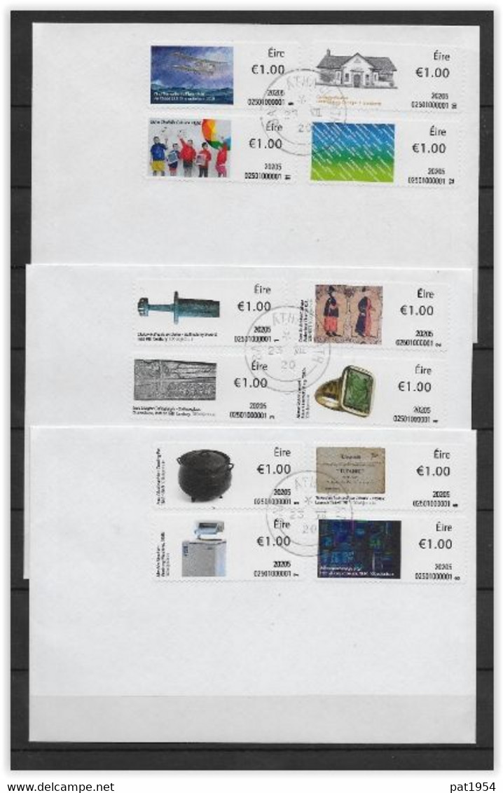 Irlande 2020 Timbres Distributeurs émis Le 23/7 Sur 3 Enveloppes Oblitérées 1er Jour - Affrancature Meccaniche/Frama