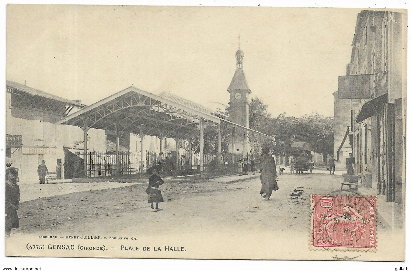 33-GENSAC- Place De La Halle...1906  Animé - Autres & Non Classés