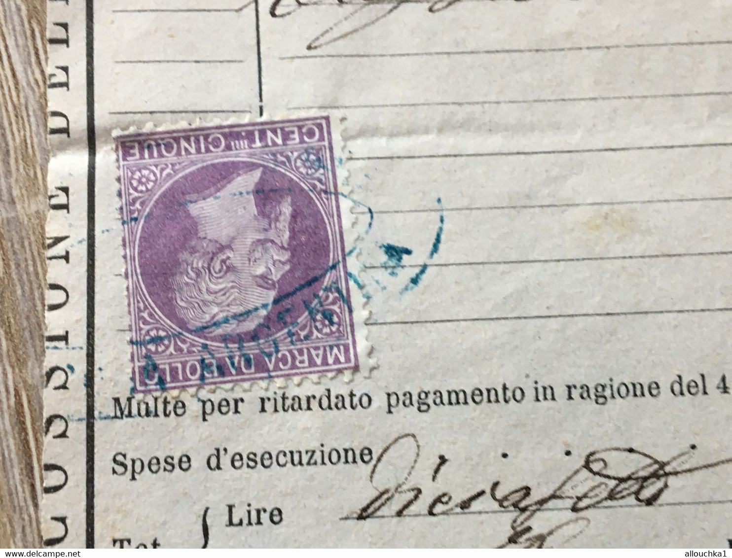 PomarettoMarca Da Bollo Fiscal Pinerolo Italie Ecersizio 1882 Royaume - 1878-00 Humbert I -☛Somma Pagata - Revenue Stamps