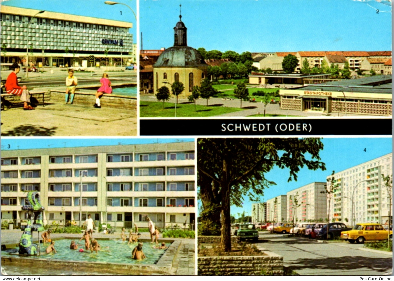 12445 - Deutschland - Schwedt , Oder , Centrum Warenhaus , Wohnkomplex , Lenin Allee , Mehrbildkarte - Gelaufen 1980 - Schwedt