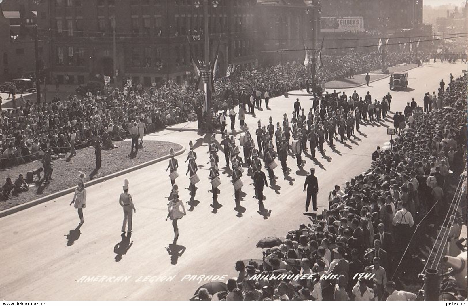 375- Real 1941 - RPPC B&W Photo – Milwaukee Wisconsin American Legion Parade – Animation – Excellent Condition – 2 Scans - Milwaukee