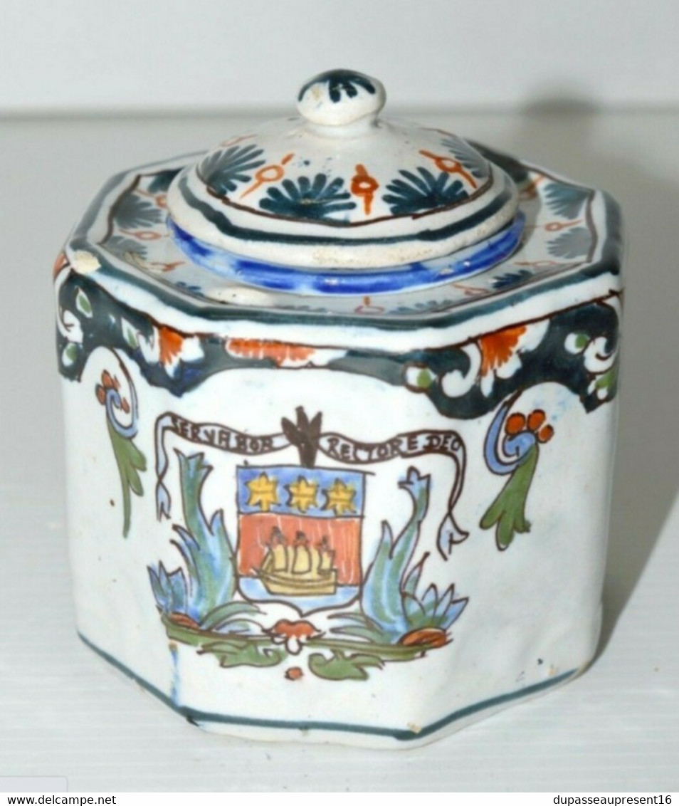 ANCIEN ENCRIER Avec Godet CERAMIQUE LA ROCHELLE BLASON COLLECTION VITRINE Bureau COLLECTION - Inkwells