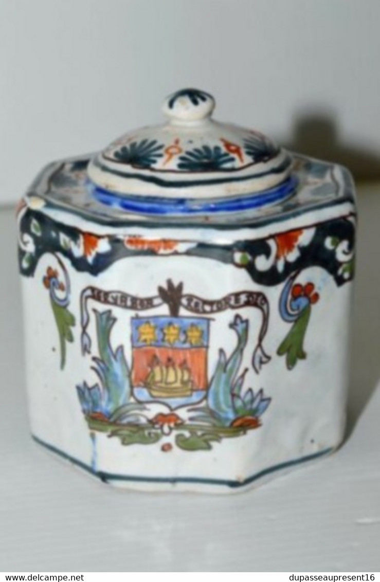 ANCIEN ENCRIER Avec Godet CERAMIQUE LA ROCHELLE BLASON COLLECTION VITRINE Bureau COLLECTION - Inkwells