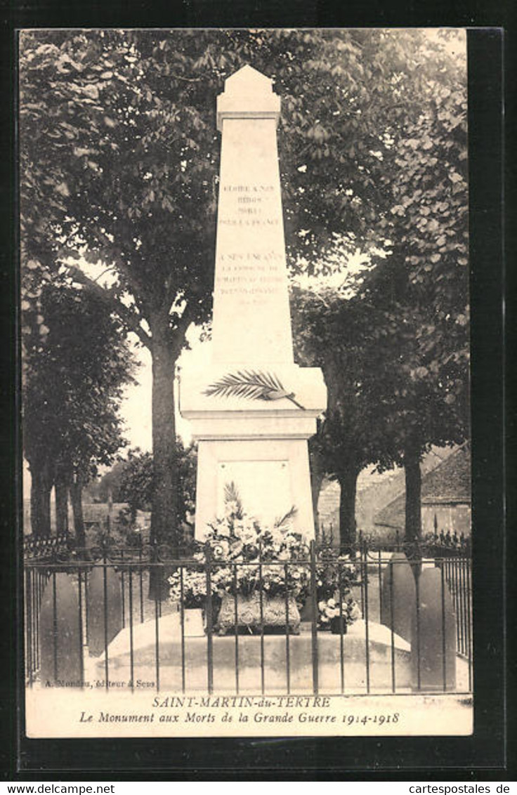 CPA Saint-Martin-du-Tertre, Le Monument Aux Morts De La Grande Guerre 1914-1918 - Saint Martin Du Tertre