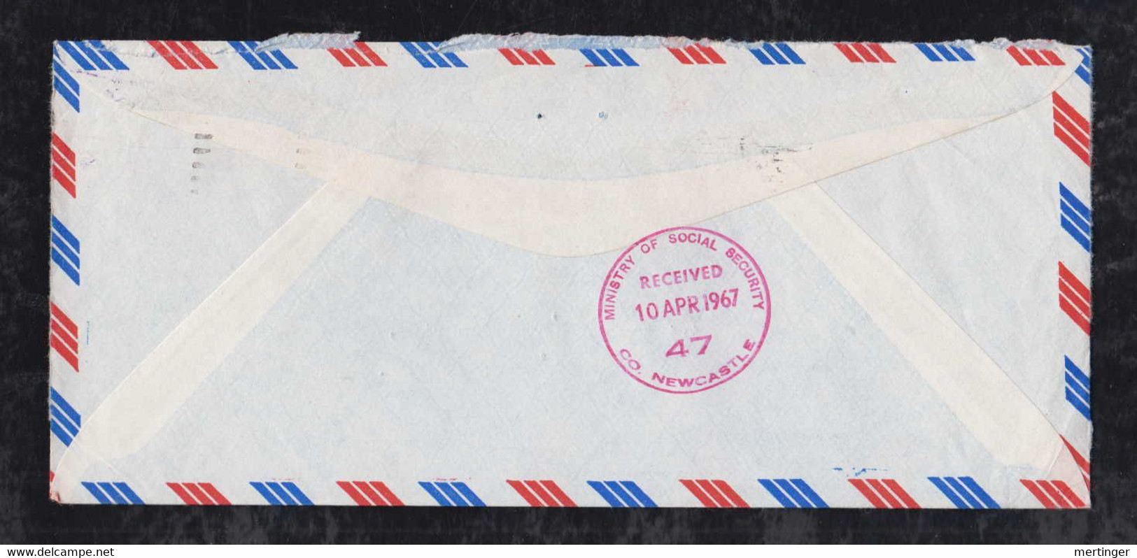 New Zealand 1967 Meter Airmail Cover 2Sh + 3d Aukland To Newcastle England TAKAPUNA - Brieven En Documenten