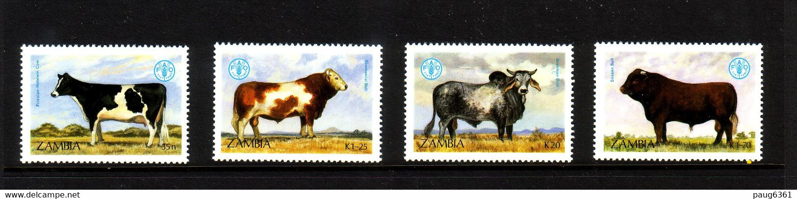 ZAMBIE 1987 VACHES YVERT  N°420/23 NEUF MNH** - Farm