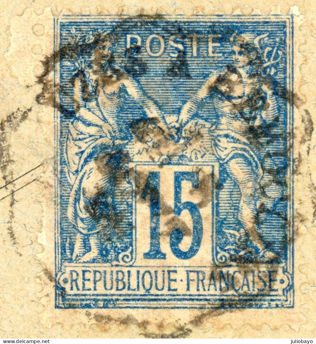 5 Aout 1899 Sage 15c Y.T.n°101 Sur Enveloppe Illustrée "au Bon Diable"cachet Convoyeur Uzes à Remoulin - 1877-1920: Semi Modern Period