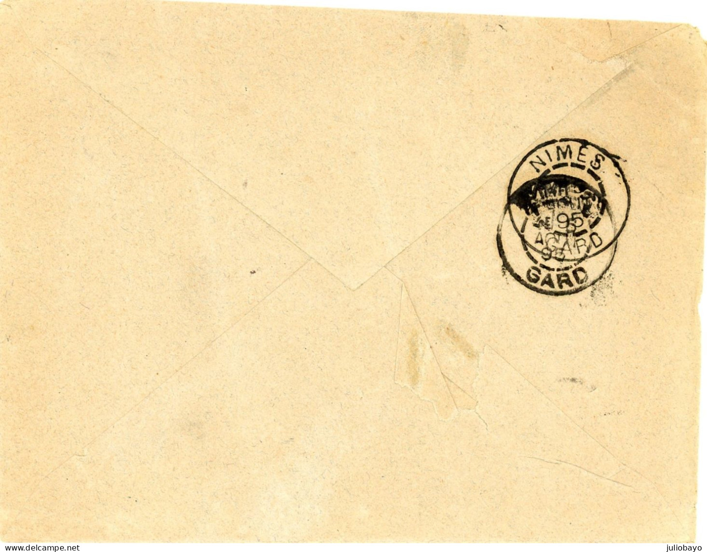 5 Aout 1899 Sage 15c Y.T.n°101 Sur Enveloppe Illustrée "au Bon Diable"cachet Convoyeur Uzes à Remoulin - 1877-1920: Semi-Moderne