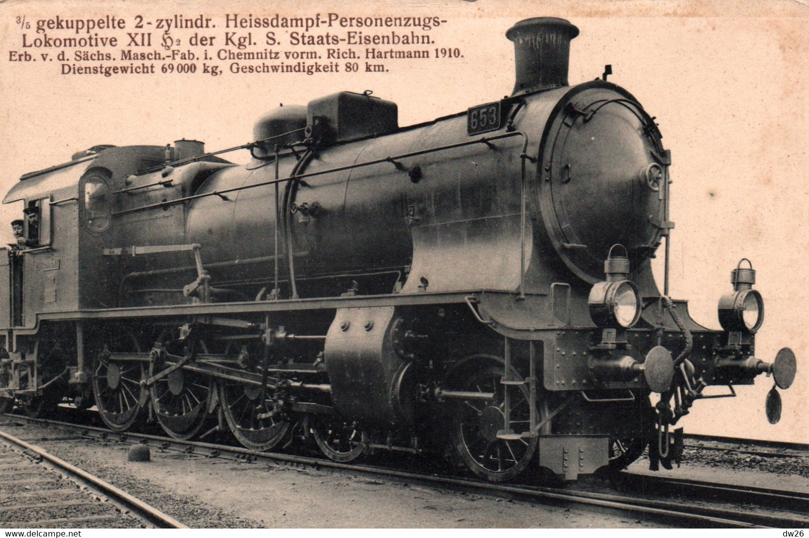 Lokomotive XII Der Kgl. S. Staats-Eisenbahn - Gekuppelte 2 Zylindr. Heissdampf-Personenzugs - Hartmann 1910 - Treni