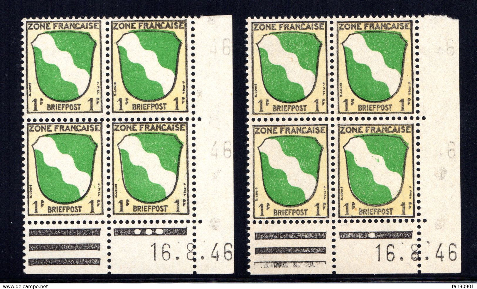 Mi-Nr: 1 Bx Bru VB - Wappen RHEINLAND, 16.08.1946, Druckplatten C+D, 1. Druckperiode, **/MNH/NSC - Coin Daté - Otros & Sin Clasificación