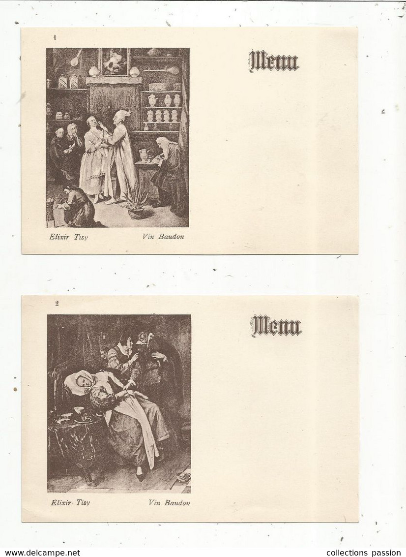 6 Menus Dans Envelloppe , Elixir Tisy ,vin Baudon, Pentures & Tableaux, 4 Scans  , 190 X 125 Mm, Frais Fr 3.35 E - Menus