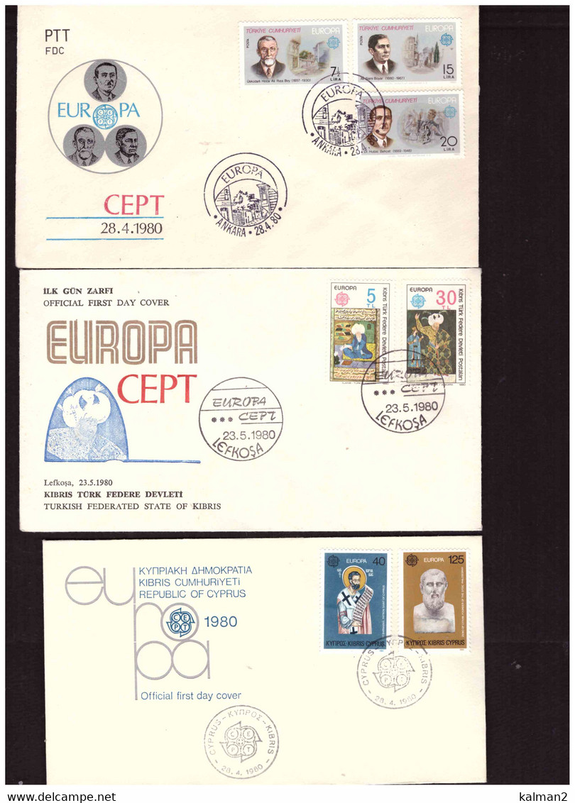 EUROPA CEPT  1980   /   FDC  ANNATA COMPLETA