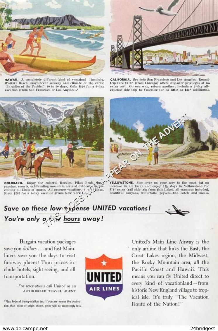 United Air Lines 1949 Advert - Advertenties