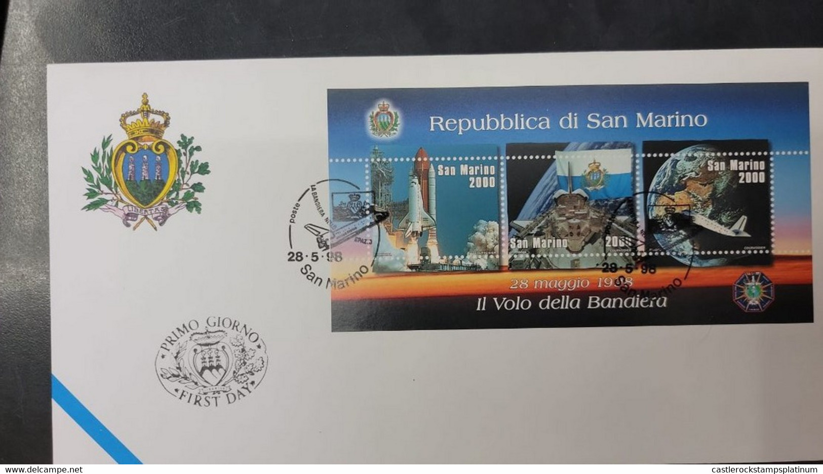 A) 1998, SAN MARINO, SPACE, SECOND FLAG TRIP, FDC, ROCKETS, XF - Lettres & Documents