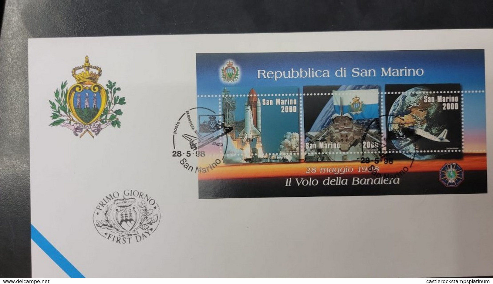 A) 1998, SAN MARINO, SPACE, SECOND FLAG TRIP, FDC, ROCKETS, XF - Brieven En Documenten