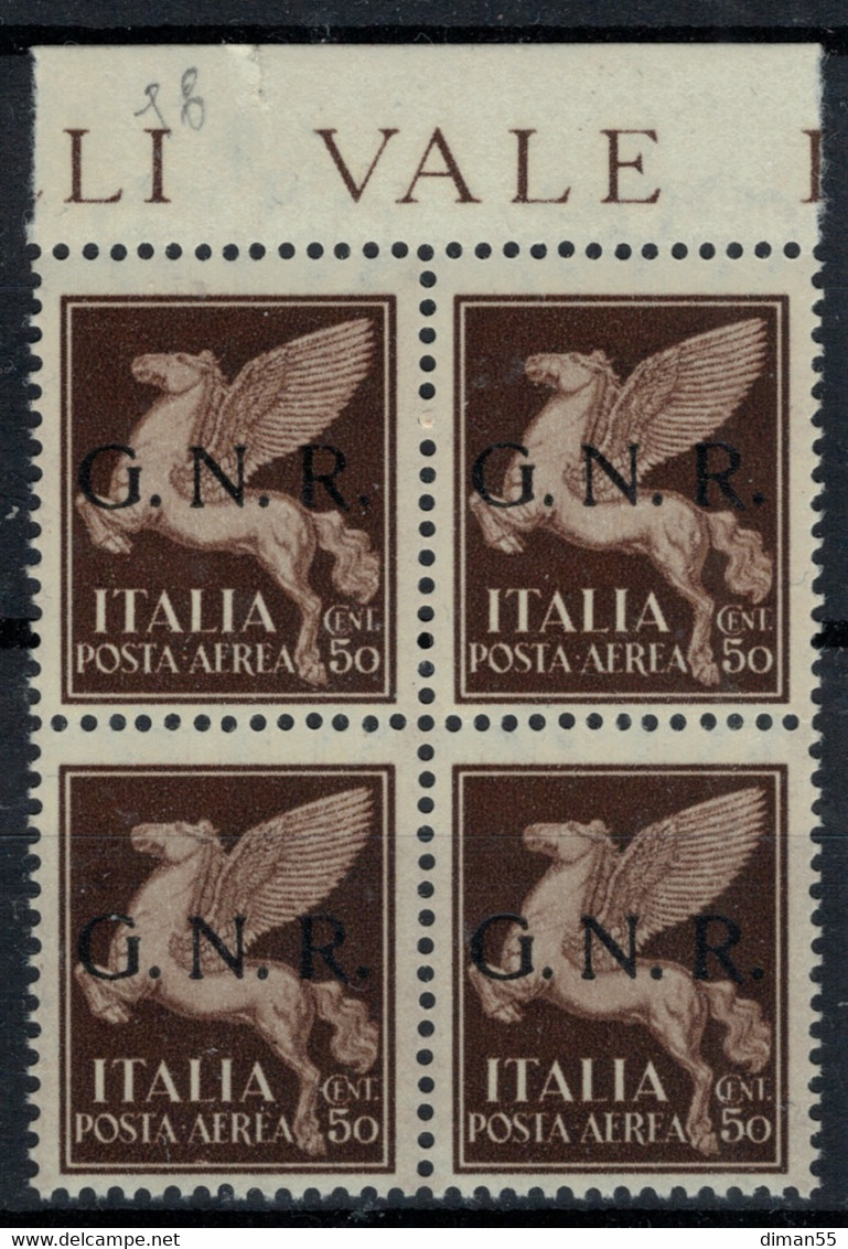 ITALY - Rep. Sociale Ital. - GNR Brescia - Posta Aerea Sassone N.118/I - Cv 150 Euro - Quartina Gomma Integra - MNH** - Poste Exprèsse