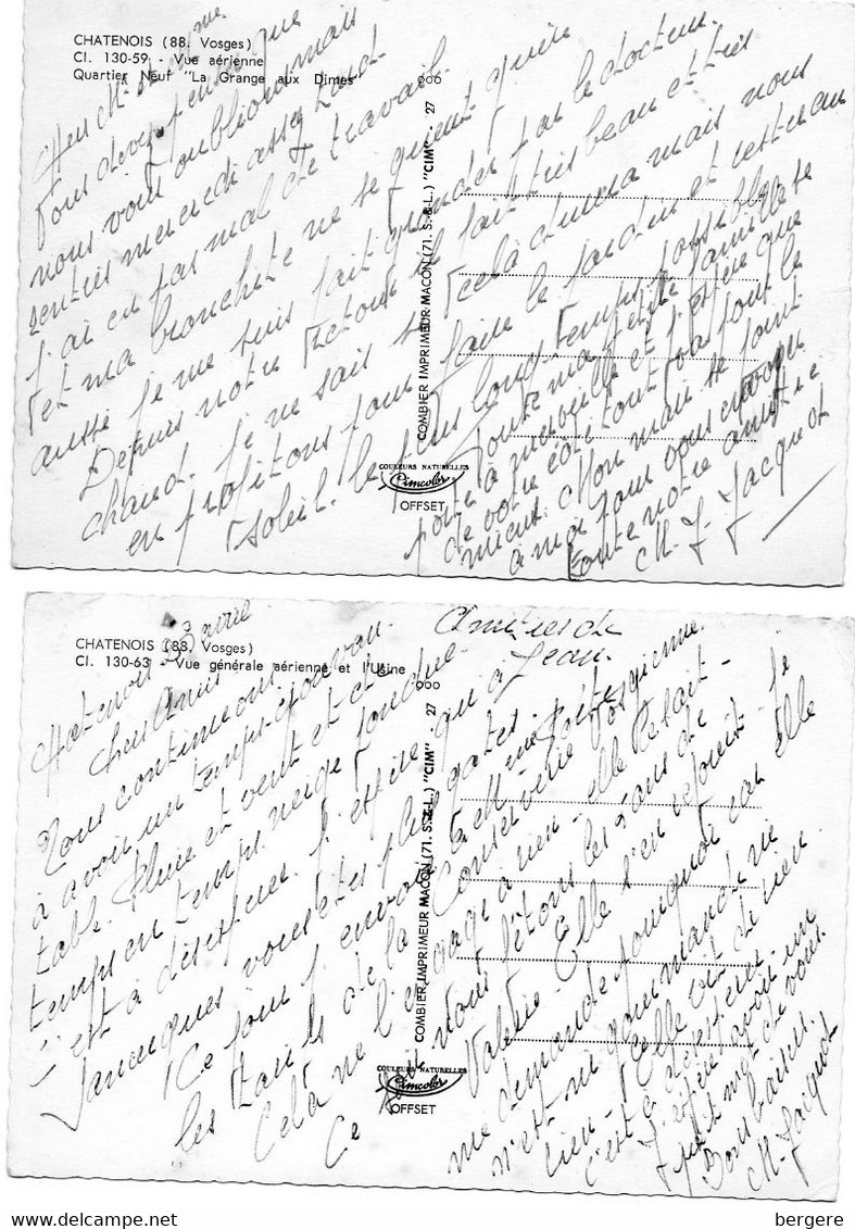 88. 2 CPSM - CHATENOIS - Générale - Usine - Quartier Neuf "la Grange Aux Dimes" - Scan Du Verso - - Chatenois