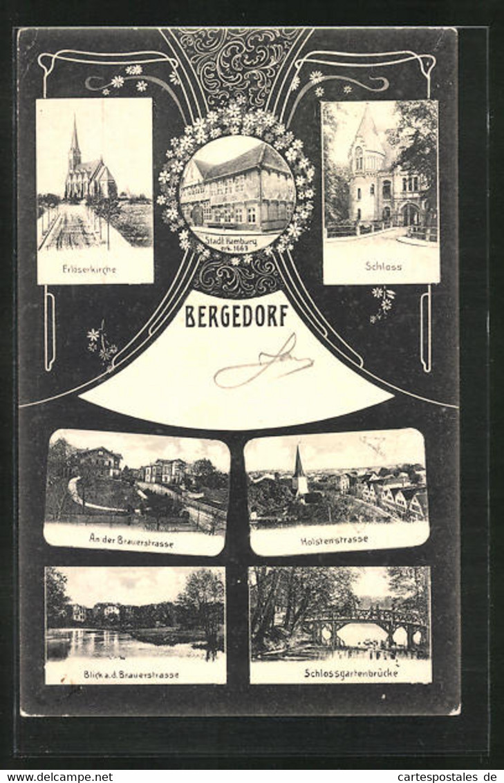 AK Hamburg-Bergedorf, Brauerstrasse, Holstenstrasse, Schloss - Bergedorf