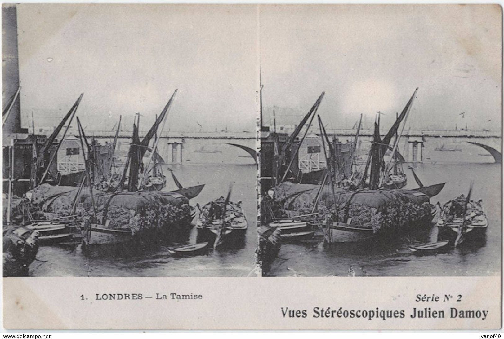 LONDRES - CPA - La Tamise - Vue Stéréoscopique - Bateaux De Marchandises - Précurseur - River Thames