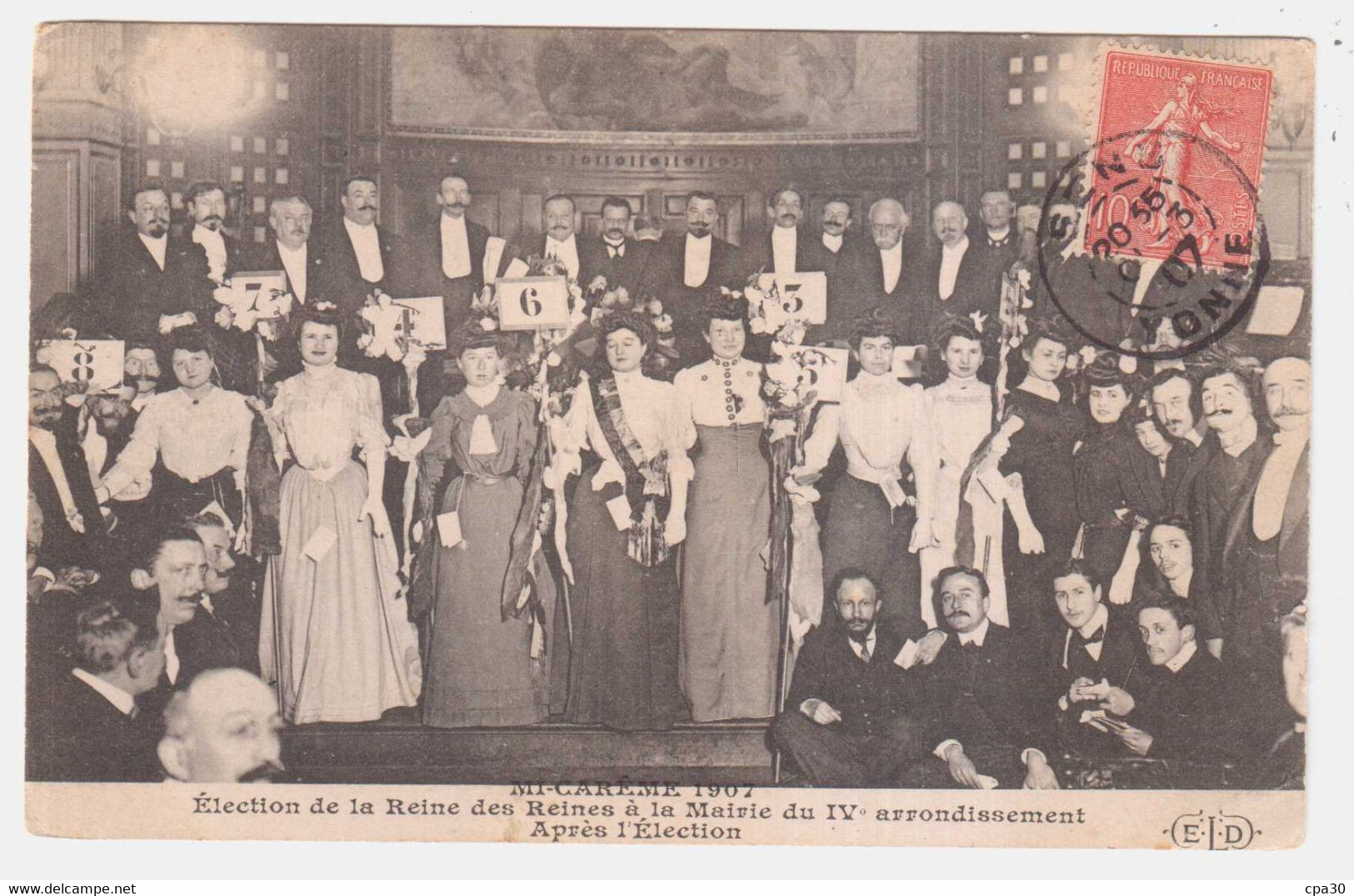 CPA PARIS.MI-CAREME 1907.ELECTION DE LA REINE DES REINES A LA MAIRIE DU 6° ARRONDISSEMENT - Autres & Non Classés