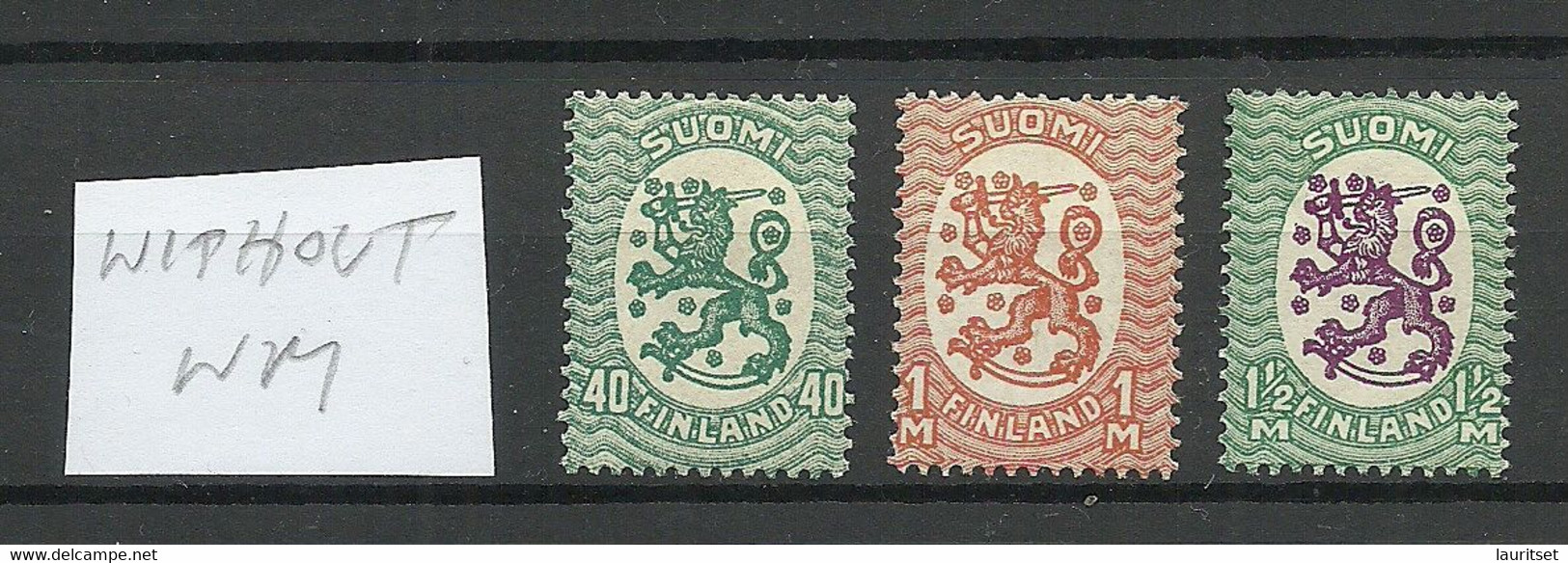 FINLAND FINNLAND 1917/30 Michel 80 & 87 - 88 * Coat Of Arms Wappe Löwe WITHOUT Wm - Neufs