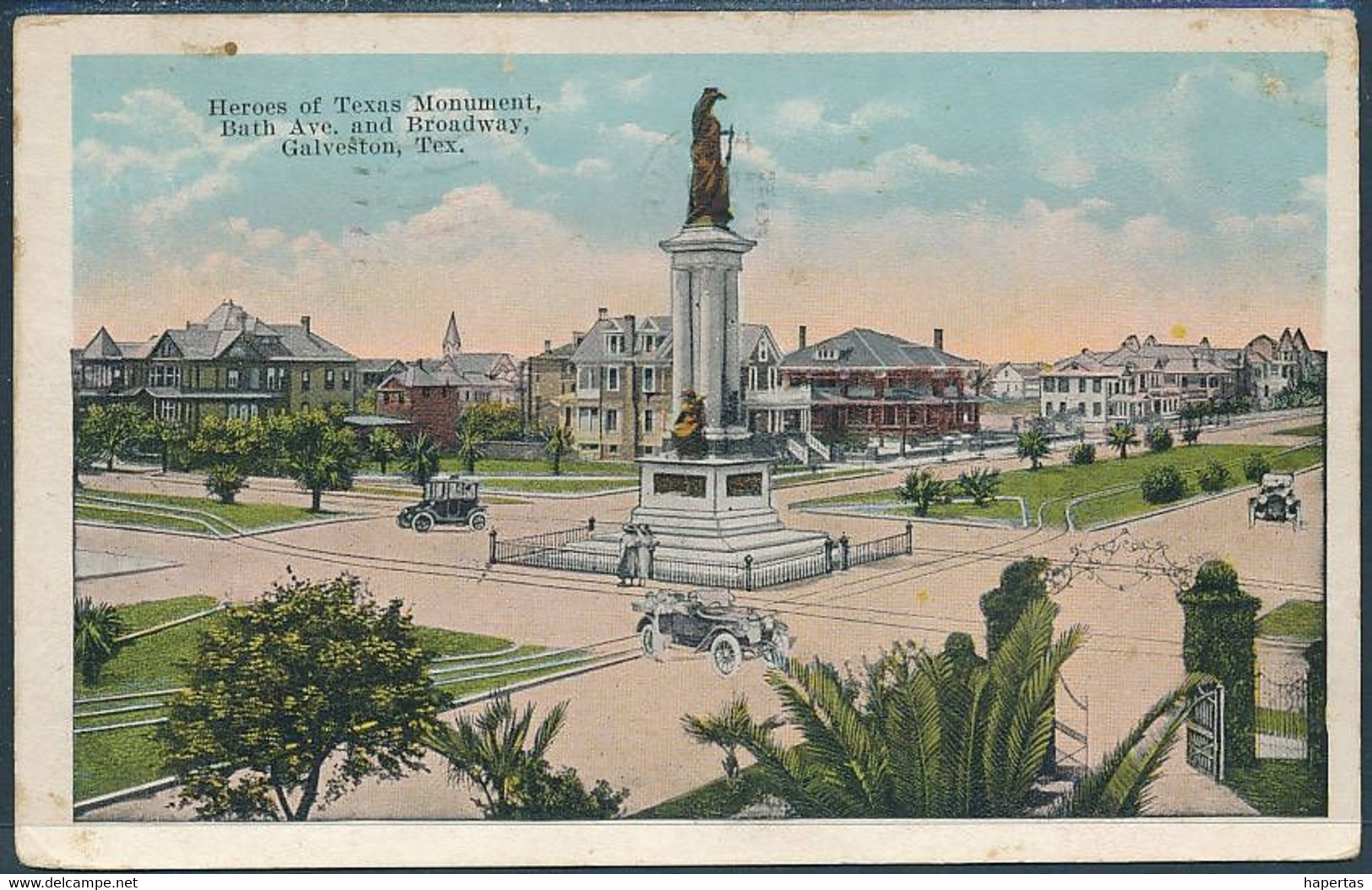 Heroes Of Texas Monument, Bath Ave. And Broadway, Galveston, Tex. - Posted 1923 - Galveston