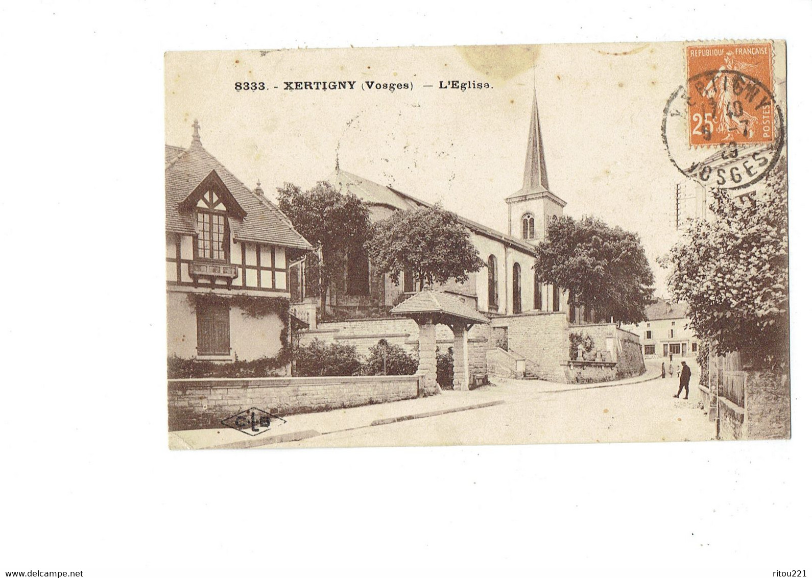 Cpa - 88 - XERTIGNY - église - Animation - Edi C.L.B. N°8333 - 1929 - Xertigny