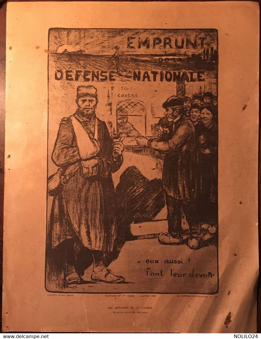 Militaria, Patriotique, "les Affiches De La Guerre" Emprunt De La Défense Nationale ,illustration Signée J.Adler 1915 - Affiches