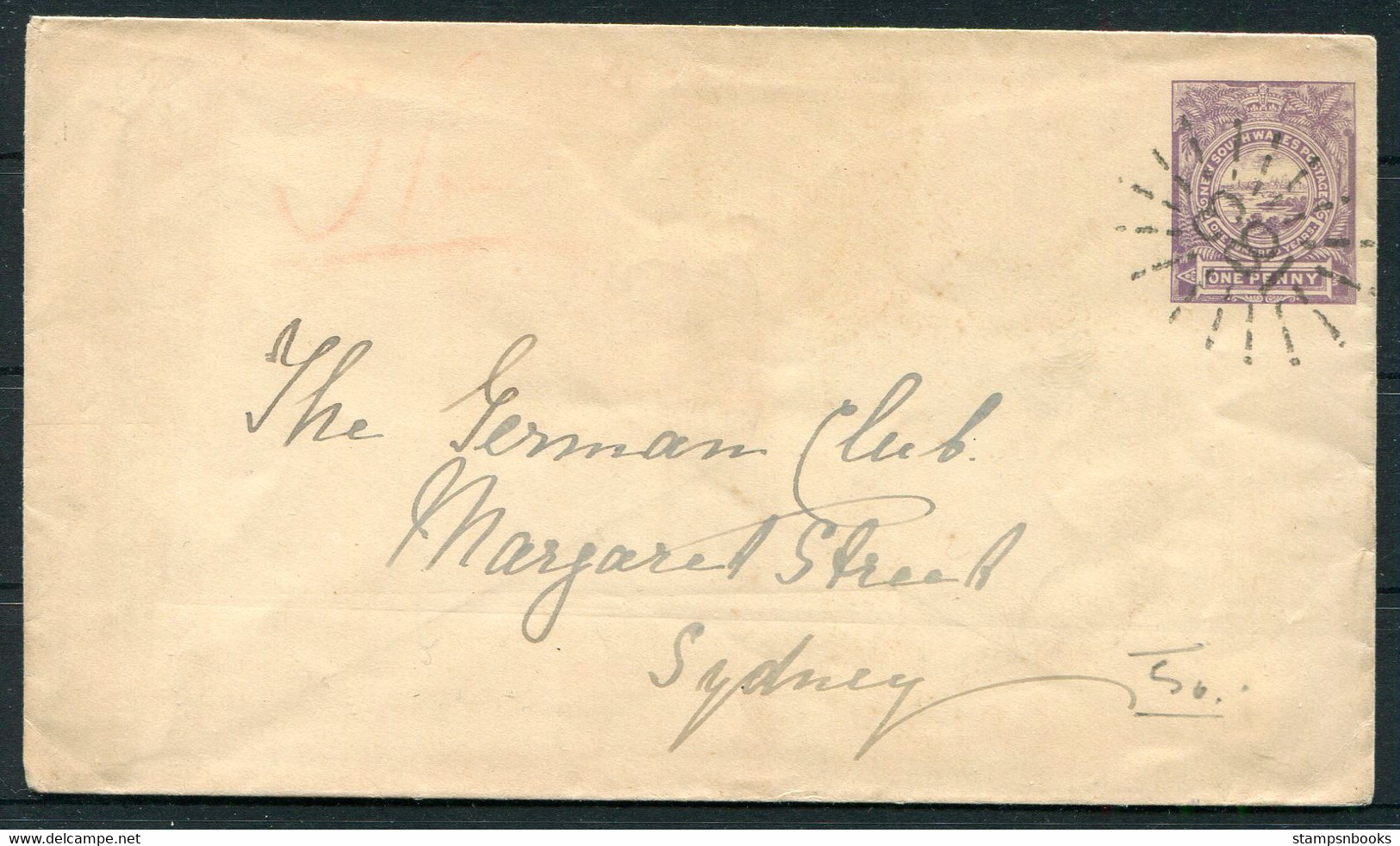 1893 New South Wales 1d Stationery Cover "183" Paddington Sydney - "The German Club" - Storia Postale