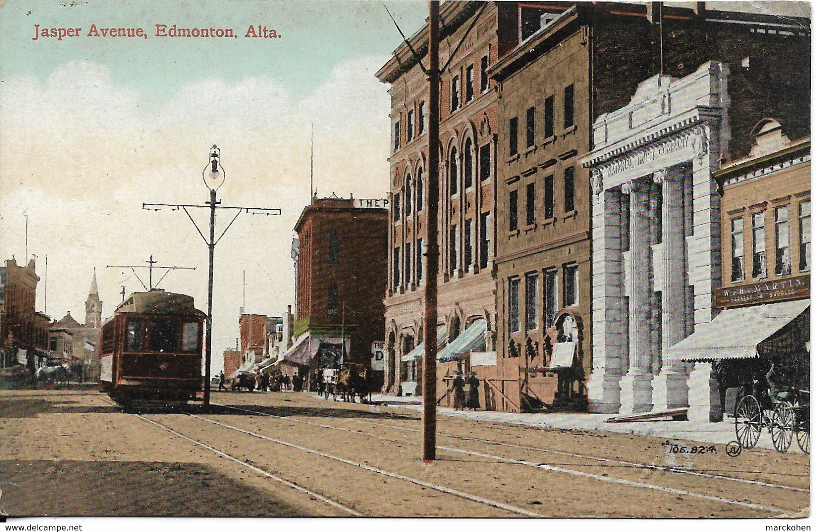 CANADA - EDMONTON (ALBERTA) : Le Tram Passe Dans Jasper Avenue, à Hauteur De La National Trust Company. CPA Colorisée. - Edmonton