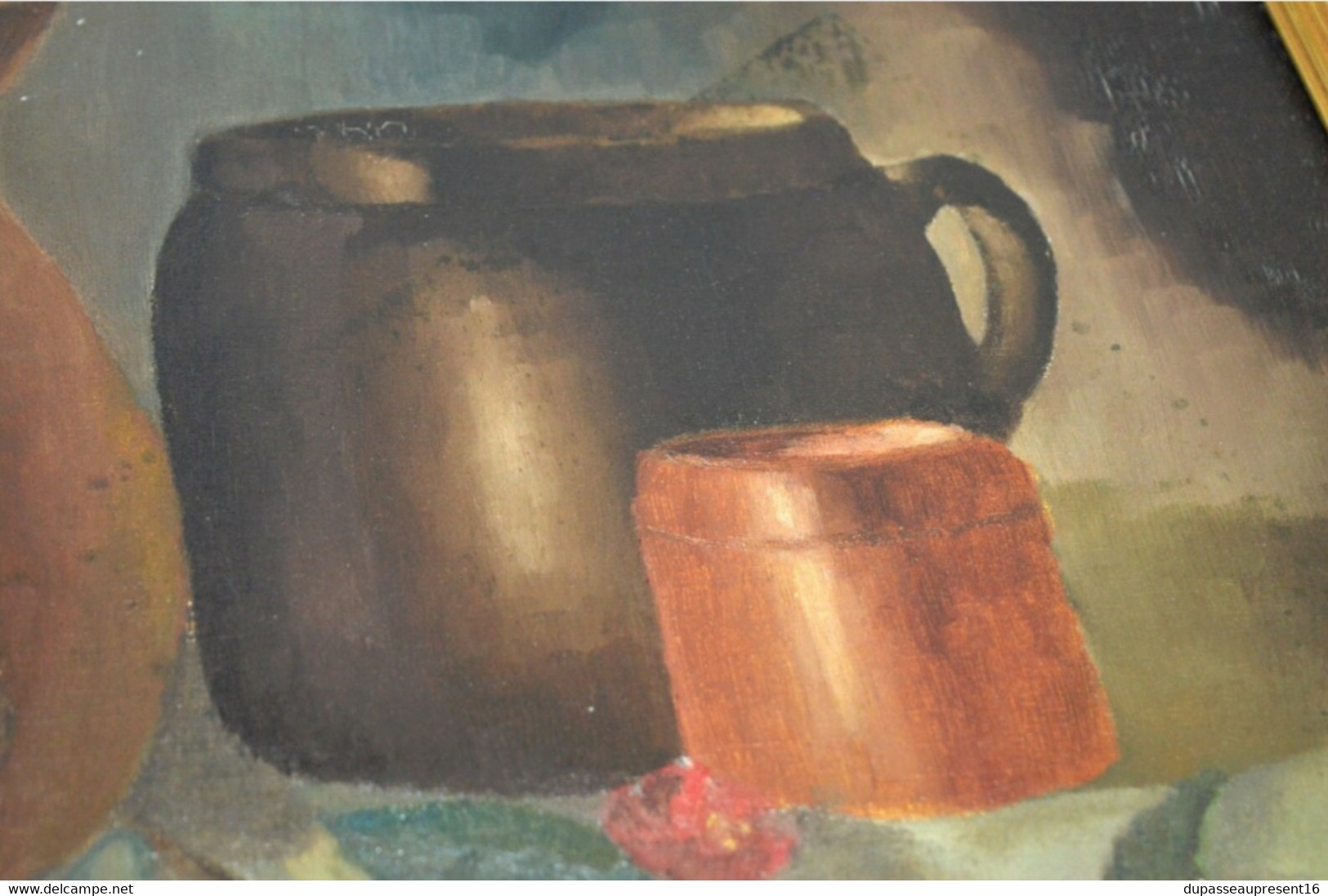 TABLEAU HST NATURE MORTE signée DAUDOU CADRE BOIS doré XXe peinture  COLLECTION déco VITRINE