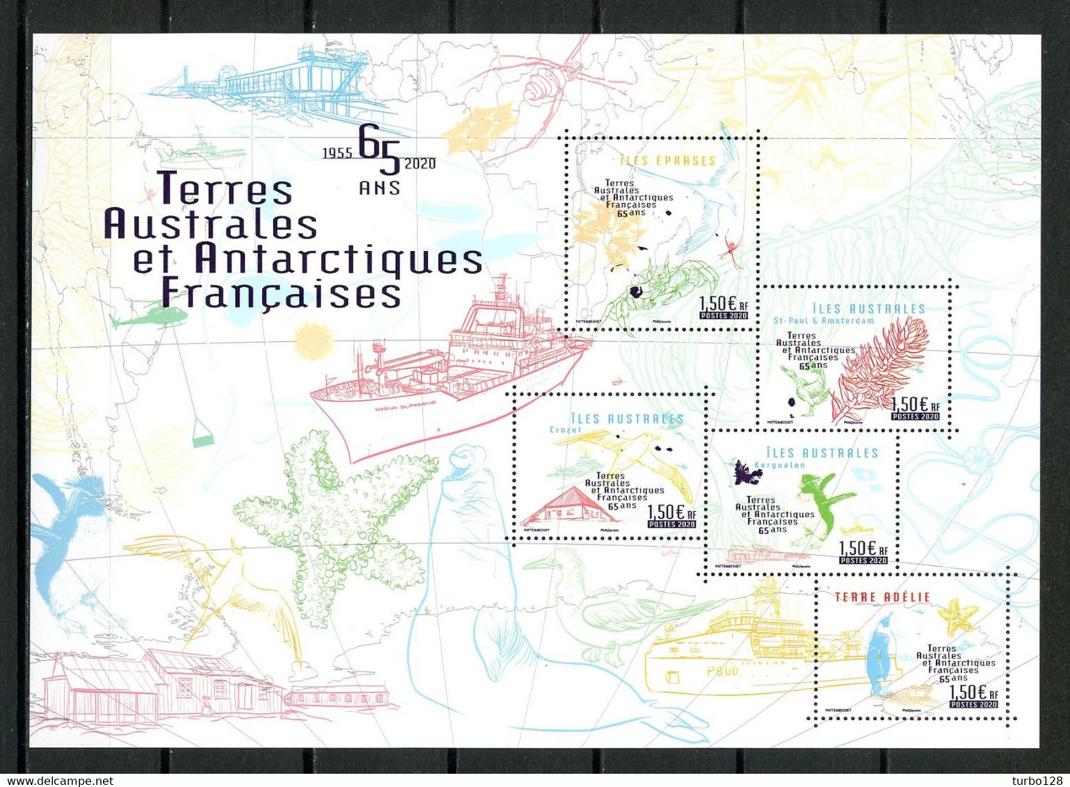 TAAF 2020  N° F953 ** Neufs MNH Superbes Districts Iles Eparses Crozet Faune Oiseaux Birds Manchots Flore Bateaux Ships - Ungebraucht