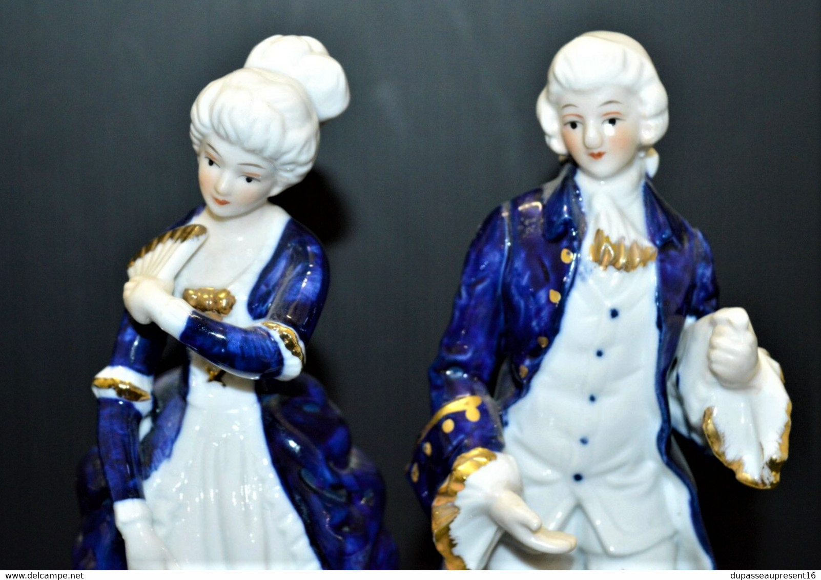 STATUETTE COUPLE MARQUIS MARQUISE PORCELAINE  Peinte à La Main XXe Déco Vitrine Collection - Other & Unclassified