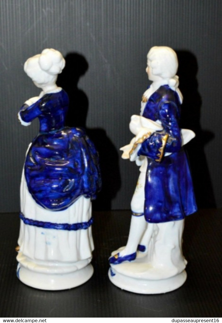 STATUETTE COUPLE MARQUIS MARQUISE PORCELAINE  Peinte à La Main XXe Déco Vitrine Collection - Other & Unclassified