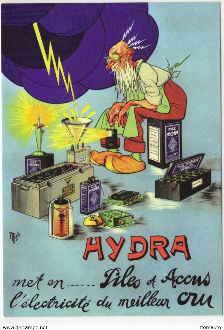Hydra  -  Piles Et Accumulateurs  - Publicité -  Artiste: Jean-Marie Michel Liebaux Dit Mich  - CPM - Pubblicitari