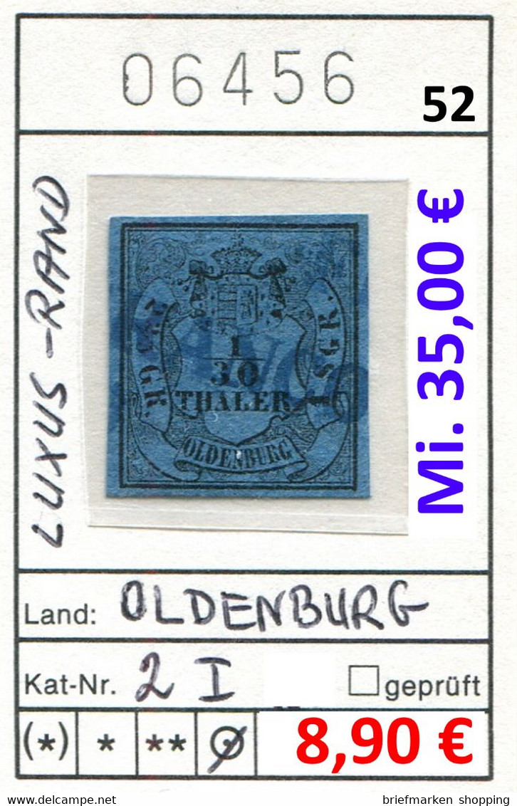 Oldenburg 1852 - Michel 2 I - Oo Oblit. Used Gebruikt - - Oldenburg