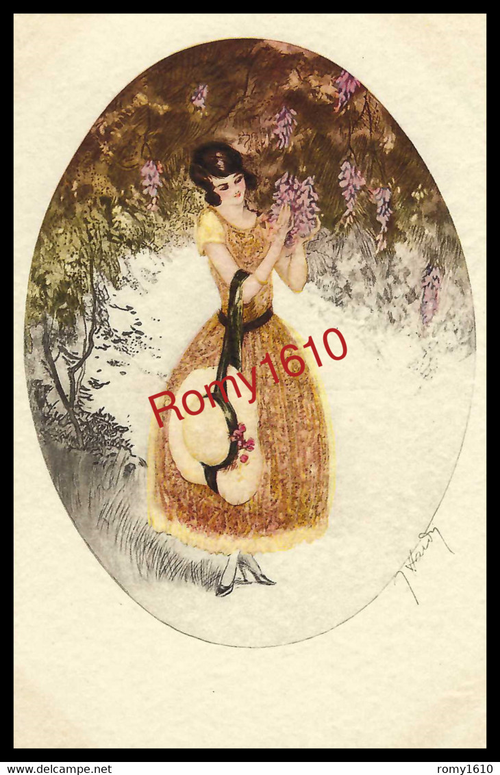 Florence Hardy.  Jeune Femme , Grande Capeline . Très Jolie Illustration.  2 Scans - Hardy, Florence