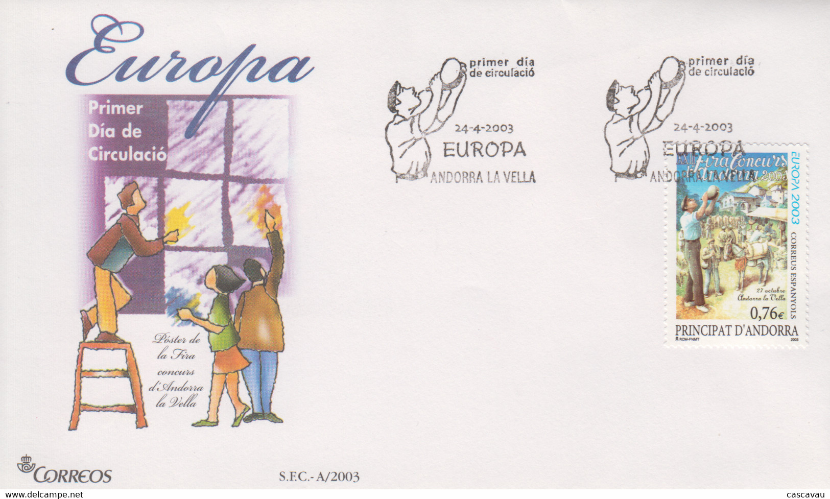Enveloppe  FDC  1er   Jour    ANDORRE   ANDORRA    EUROPA    2003 - Other & Unclassified