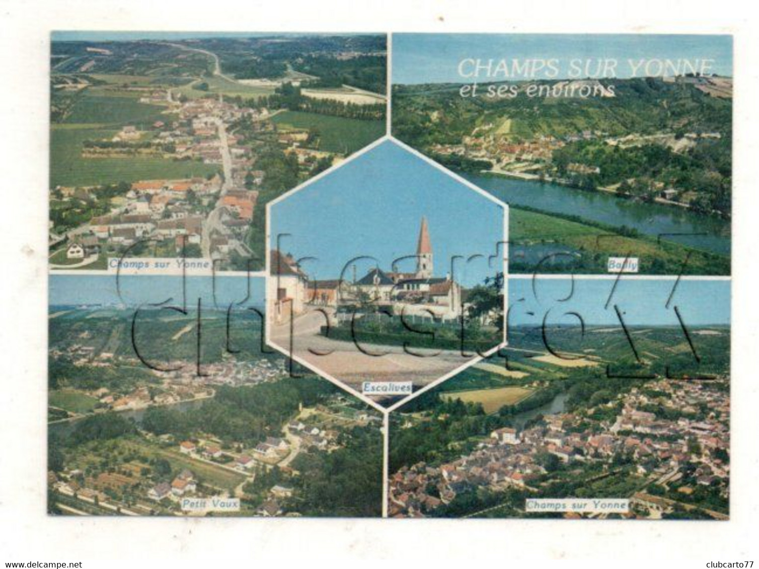 Champs-sur-Yonne (89) :5 Vues Vue Aérienne Générale Sur Le Bourg Et Sur Bailly, Petit-Vaux En 1986 GF - Champs Sur Yonne