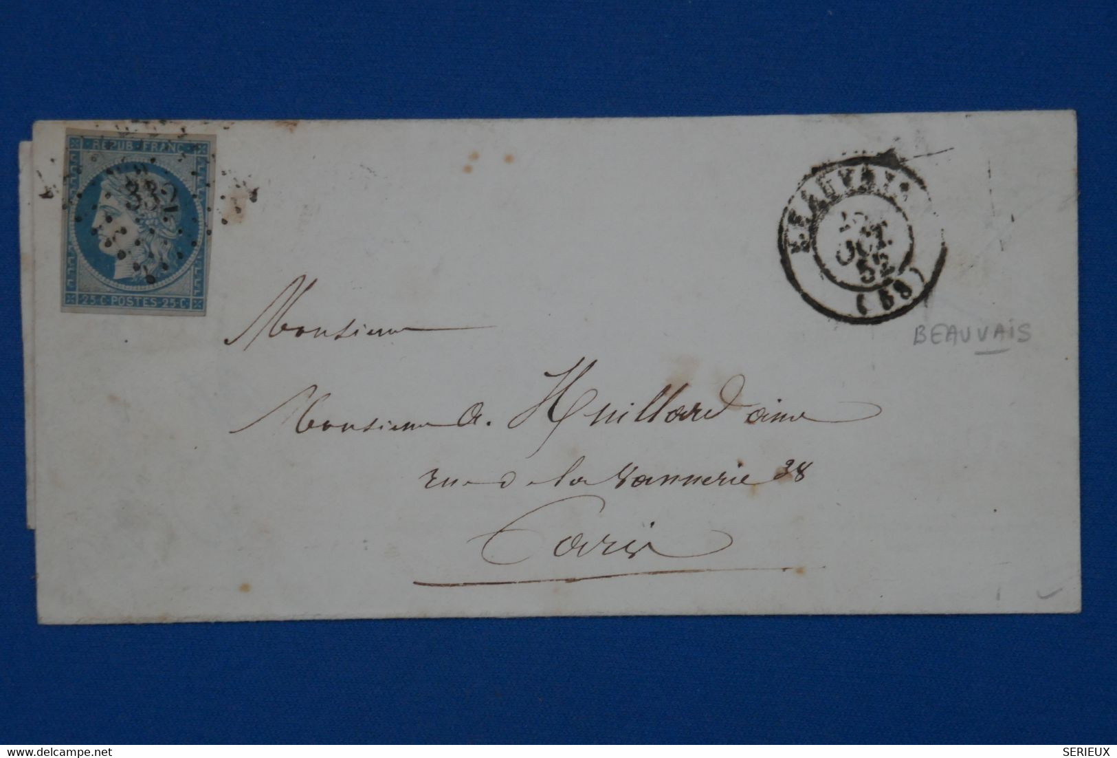 V10 FRANCE  BELLE LETTRE 1852 BEAUVAIS + N 4   + AFFRANCH. INTERESSANT - 1849-1850 Cérès