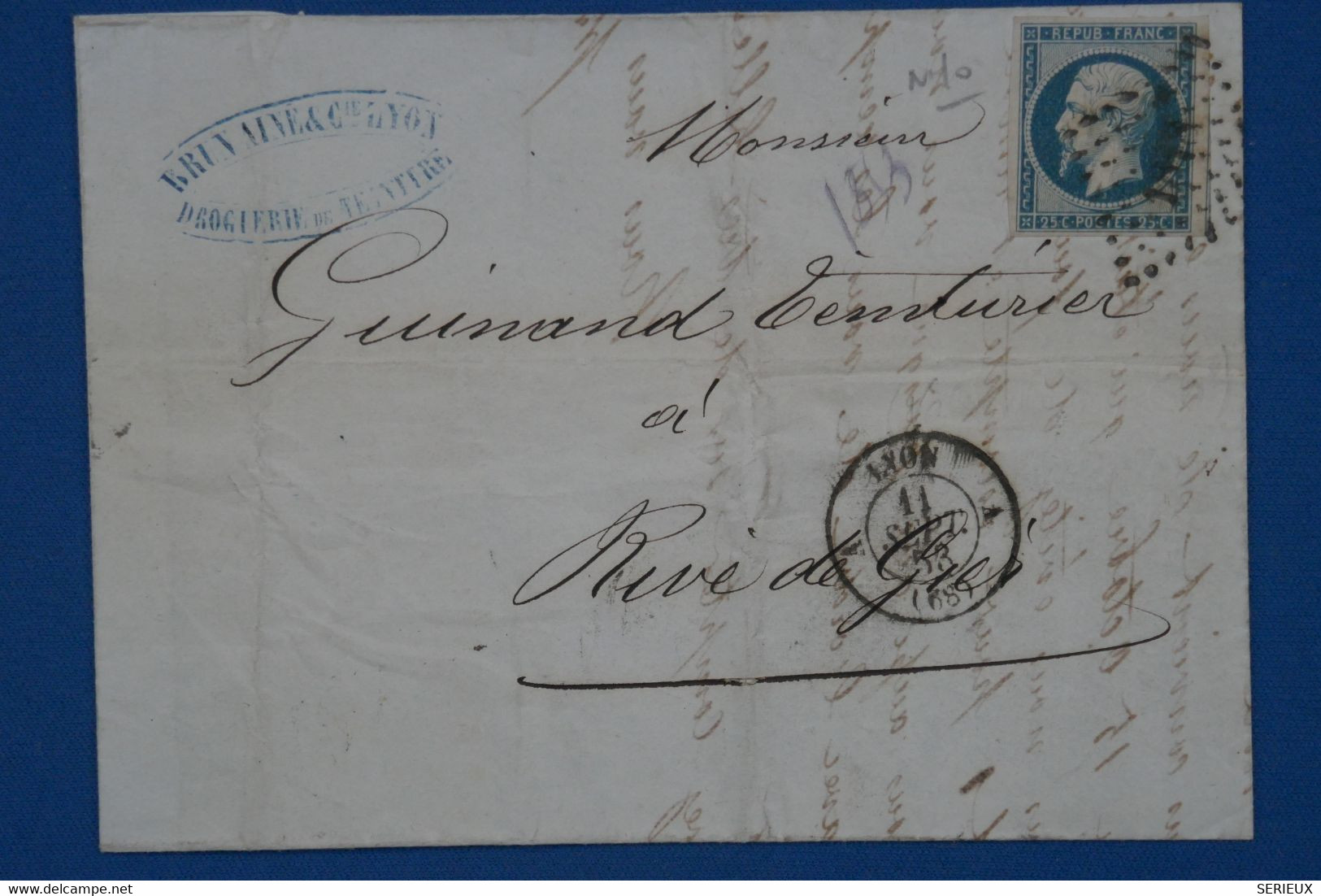 V10 FRANCE  BELLE LETTRE   1853   LYON  A  RIVE   + N 10  + AFFRANCH. INTERESSANT - 1852 Luigi-Napoleone