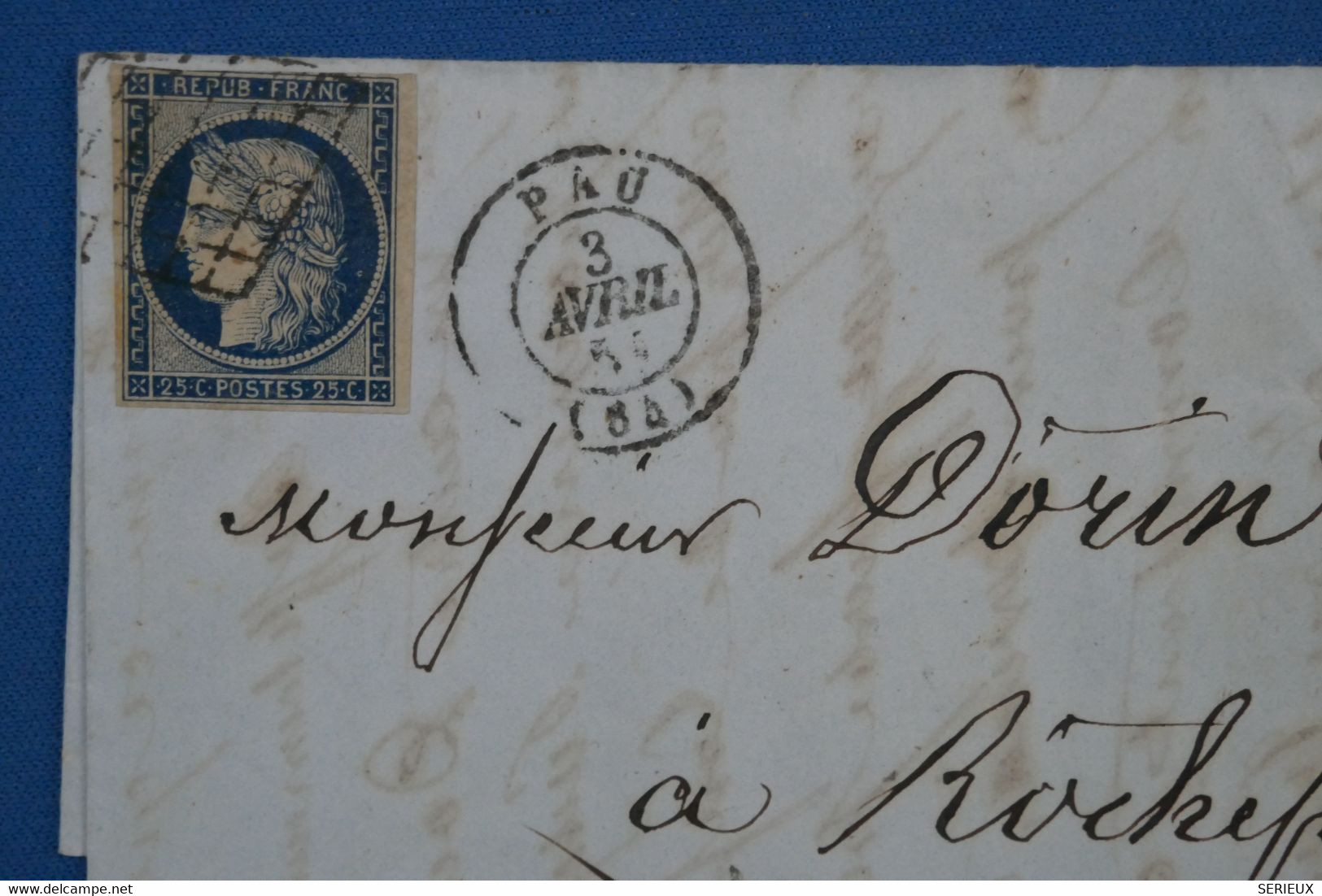 V10 FRANCE  LETTRE    1851  PAU  A ROCHEFORT    + N 4 + AFFRANCH. INTERESSANT - 1849-1850 Cérès
