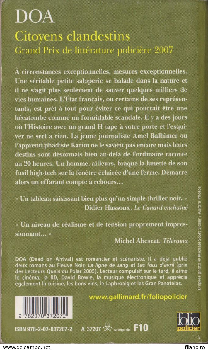 DOA Citoyens Clandestins Folio Policier (2009) - NRF Gallimard