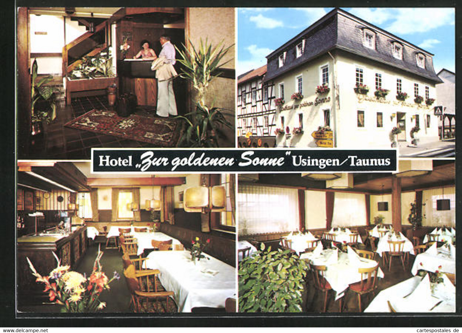 AK Usingen Im Taunus, Hotel Zur Goldenen Sonne In Vier Ansichten - Usingen