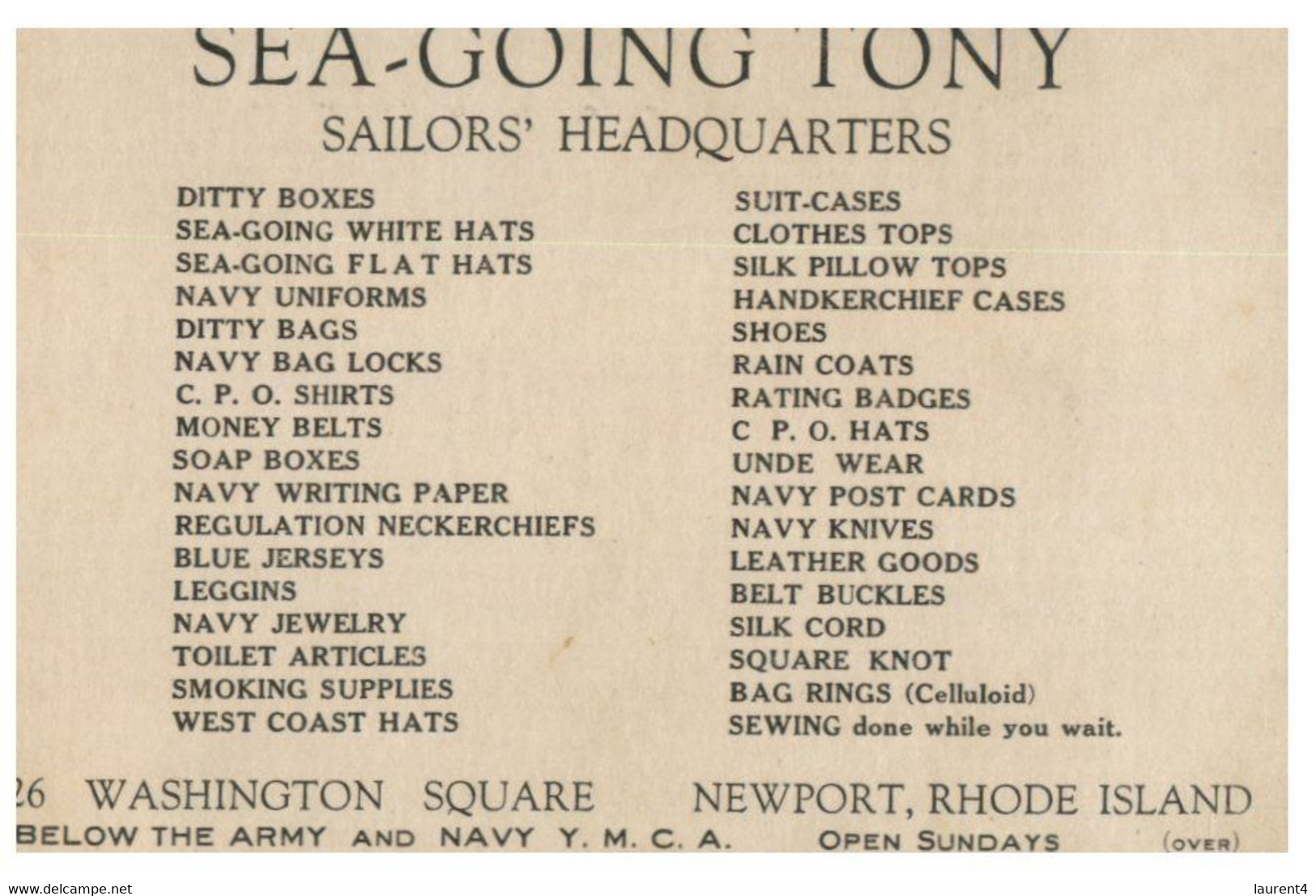 (SS 27) Very Old - USA - Newport Rhode Island - Sea-Going Tony - Sailor's Headquaters - Newport