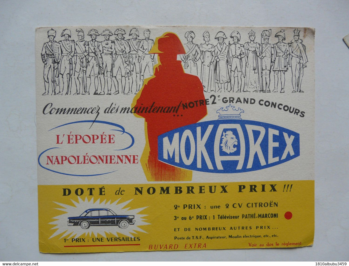 VIEUX PAPIERS - BUVARD : MOKAREX - VERSAILLES - 2 CV CITROEN - PATHE-MARCONI - Automobile