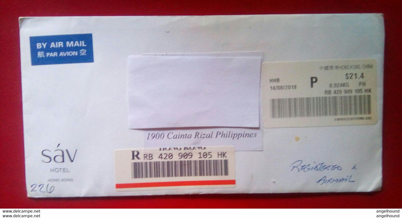 Hong Kong Registered Commercial Cover From Hong Kong To Philippines - Covers & Do - Lettres & Documents