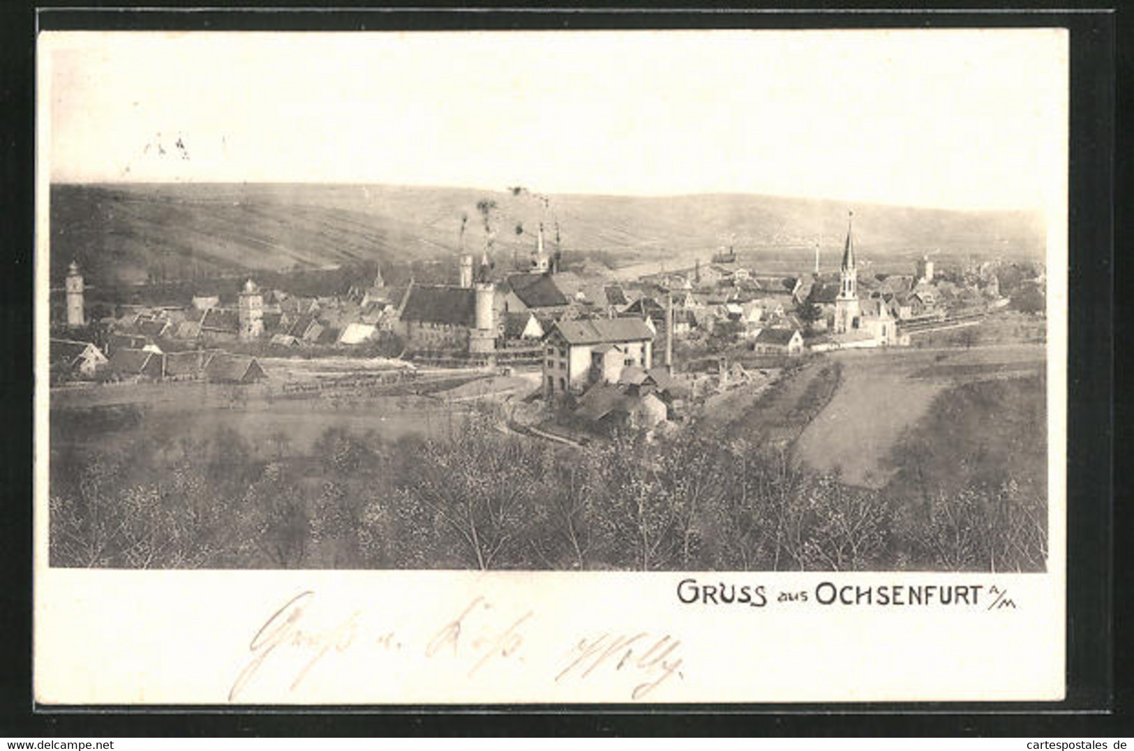 AK Ochsenfurt Am Main, Blick über Den Ort Im Tal Gelegen - Ochsenfurt