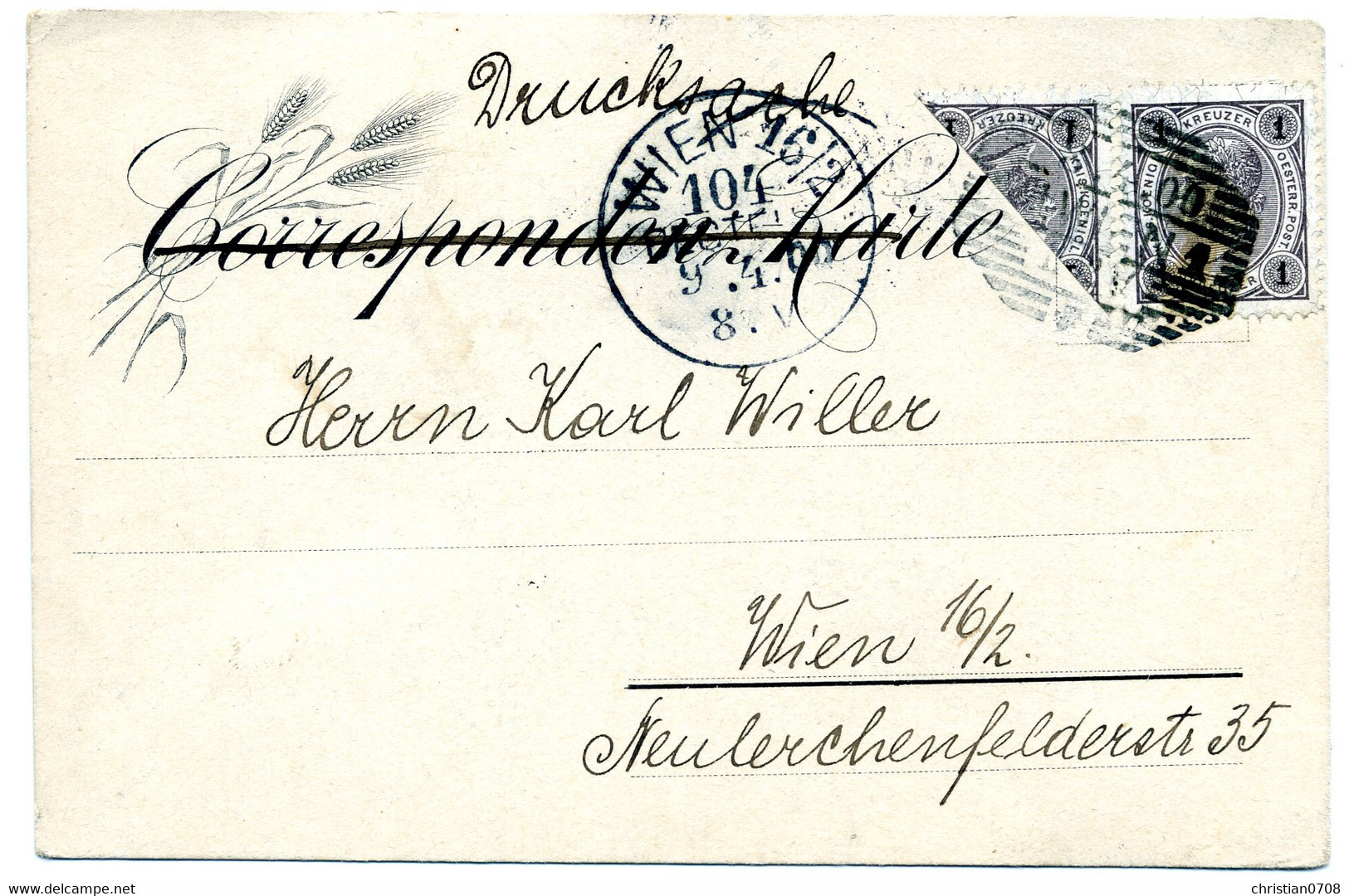 Mi. 50 (HALBIERT) + 50 Drucksache WIEN - WIEN - Covers & Documents