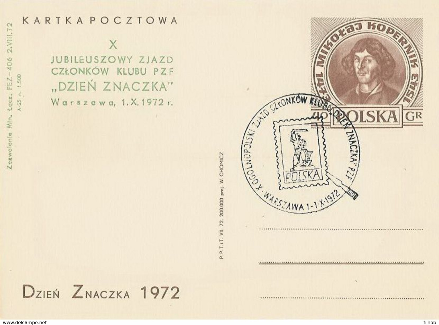Poland Overprint Cp 523 D.03 War: Stamp Day 1972 Mermaid - Entiers Postaux